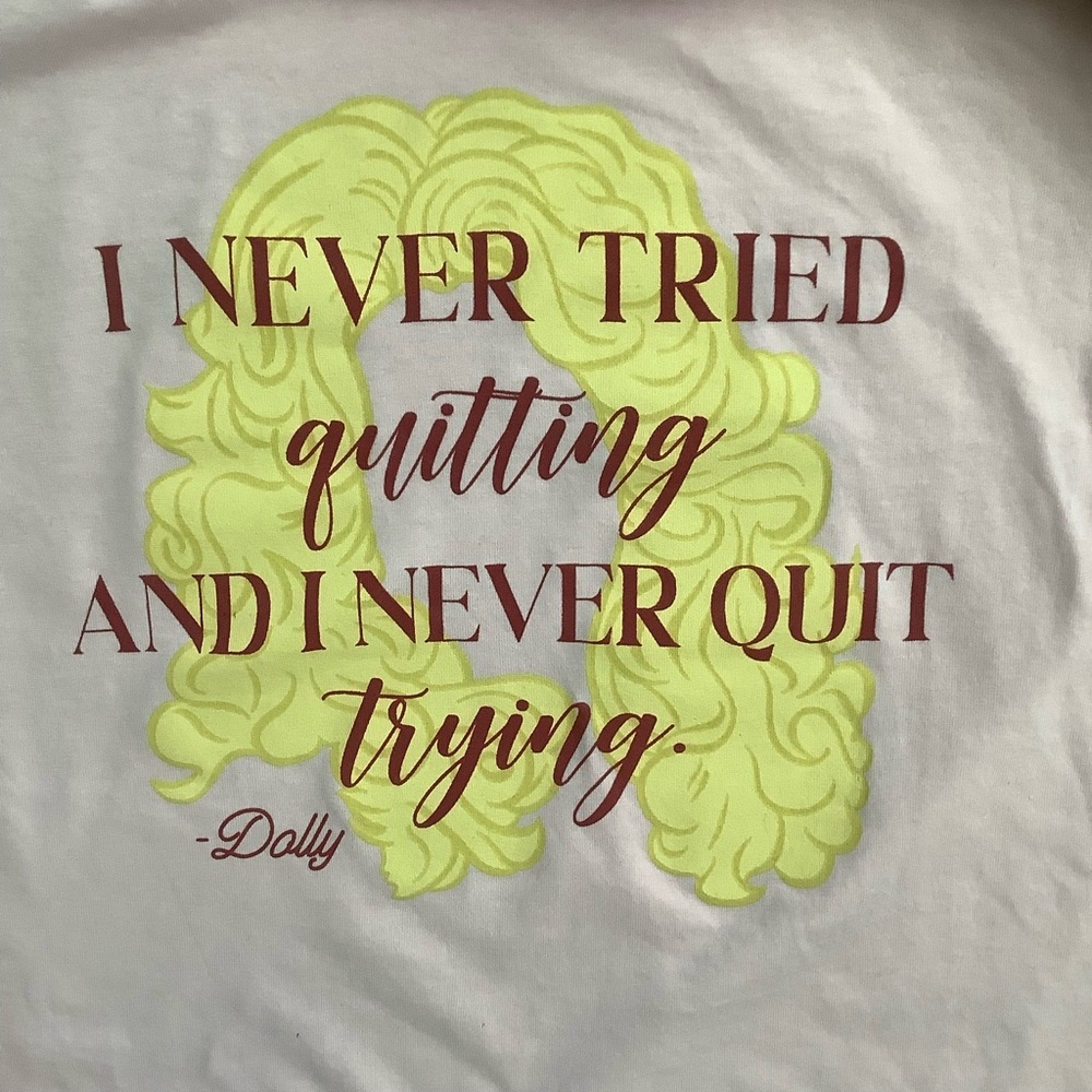 Dolly Parton Pink Long Sleeve Shirt with Motivational Print, S - Picture 3 of 4